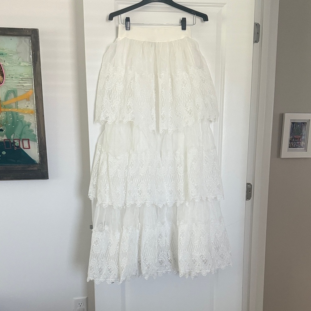 Aura White Lace Maxi Skirt